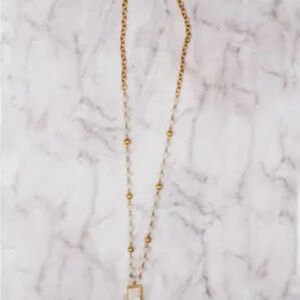 Gold and White Minimalist Necklace with Dainty Chain